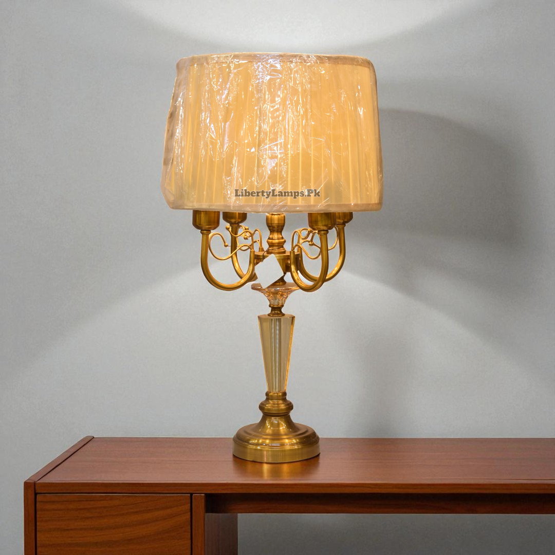 Radiant Elegance – 4-Arm Metal & Crystal Table Lamp (Pair) ✨💎
