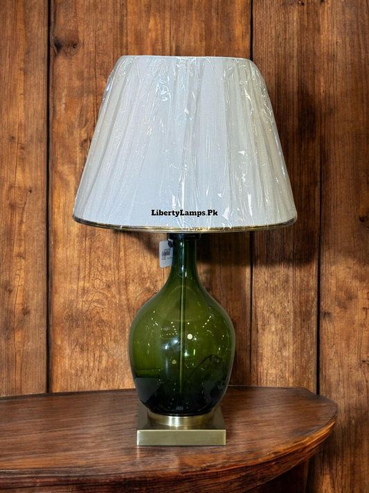 Elegant 28-Inch Green Glass Table Lamp (Pair)