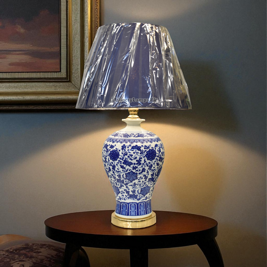 Sapphire Tradition – Blue Pottery Porcelain Table Lamp (Pair)