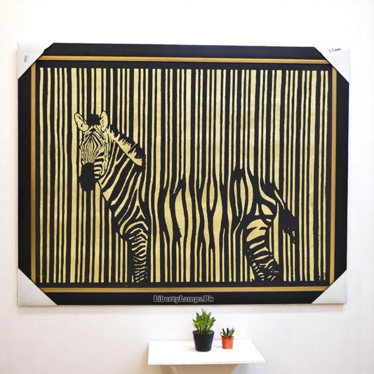 Monochrome Majesty Zebra Oil Painting – 3x4 Ft Canvas Art