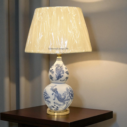 Blue Pottery Porcelain Table Lamp (Pair)