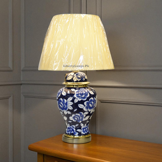 Azure Charm – Blue Pottery Porcelain Table Lamp (Pair)