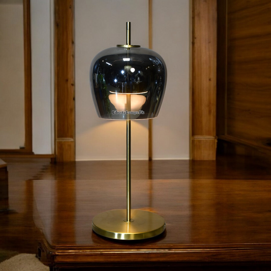 Elegant Glass Table Lamp with Metal Base & Glow Light (Pair)