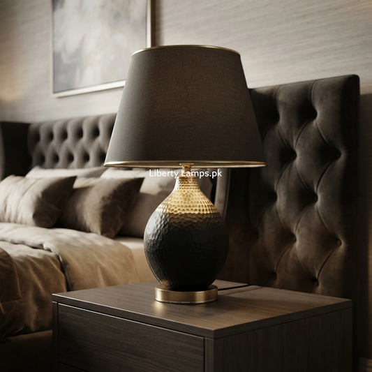 Black Gold Elegance – Premium Terracotta Table Lamp Pair