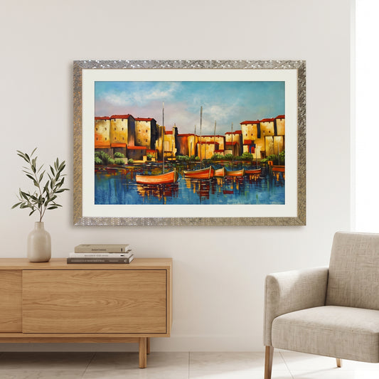 Sailing Horizon™ – Boat in Ocean Oil Painting on Canvas