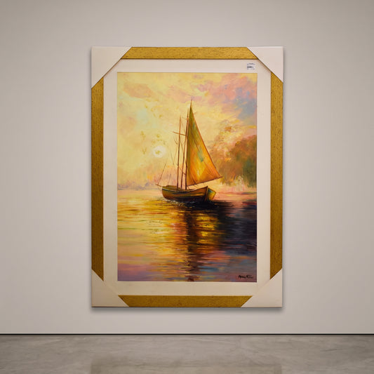 Ocean Voyage™ – Boat in Ocean Oil Painting on Canvas