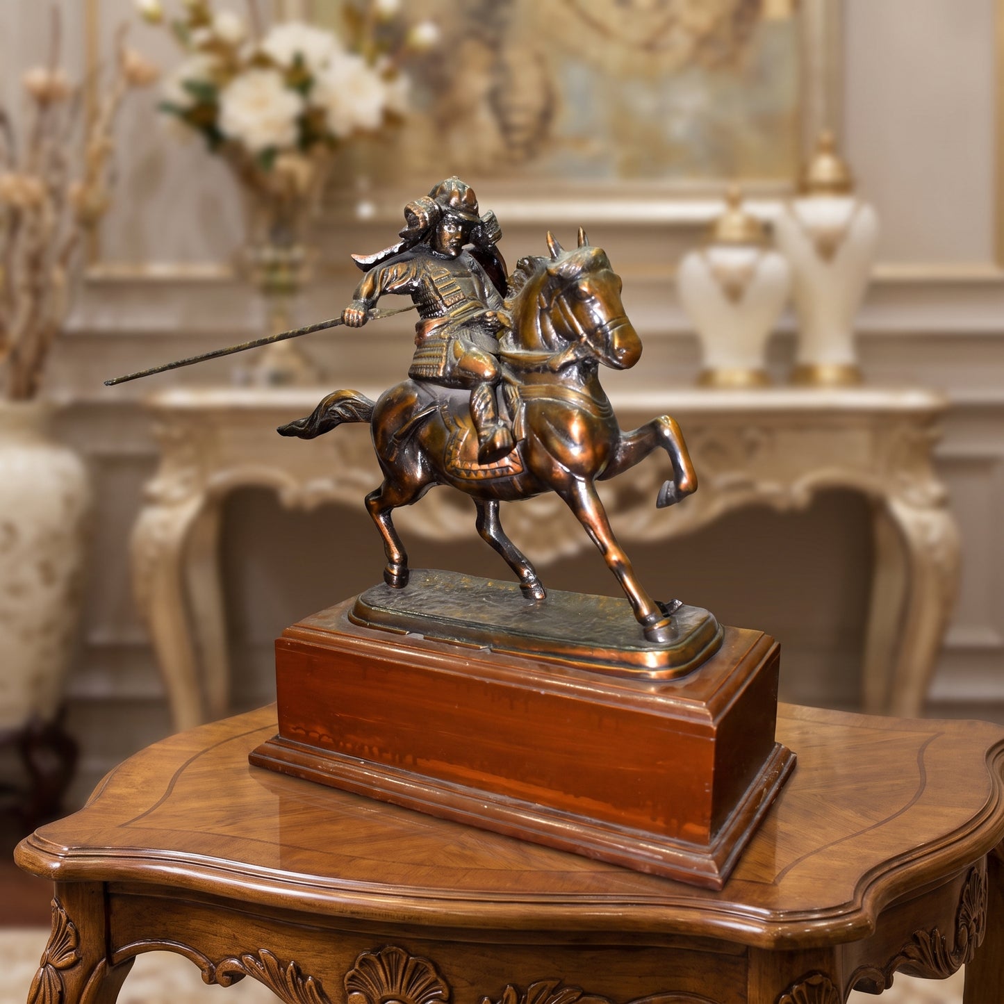 Heritage Stallion™ – Antique Copper & Metal Horse with Wooden Base