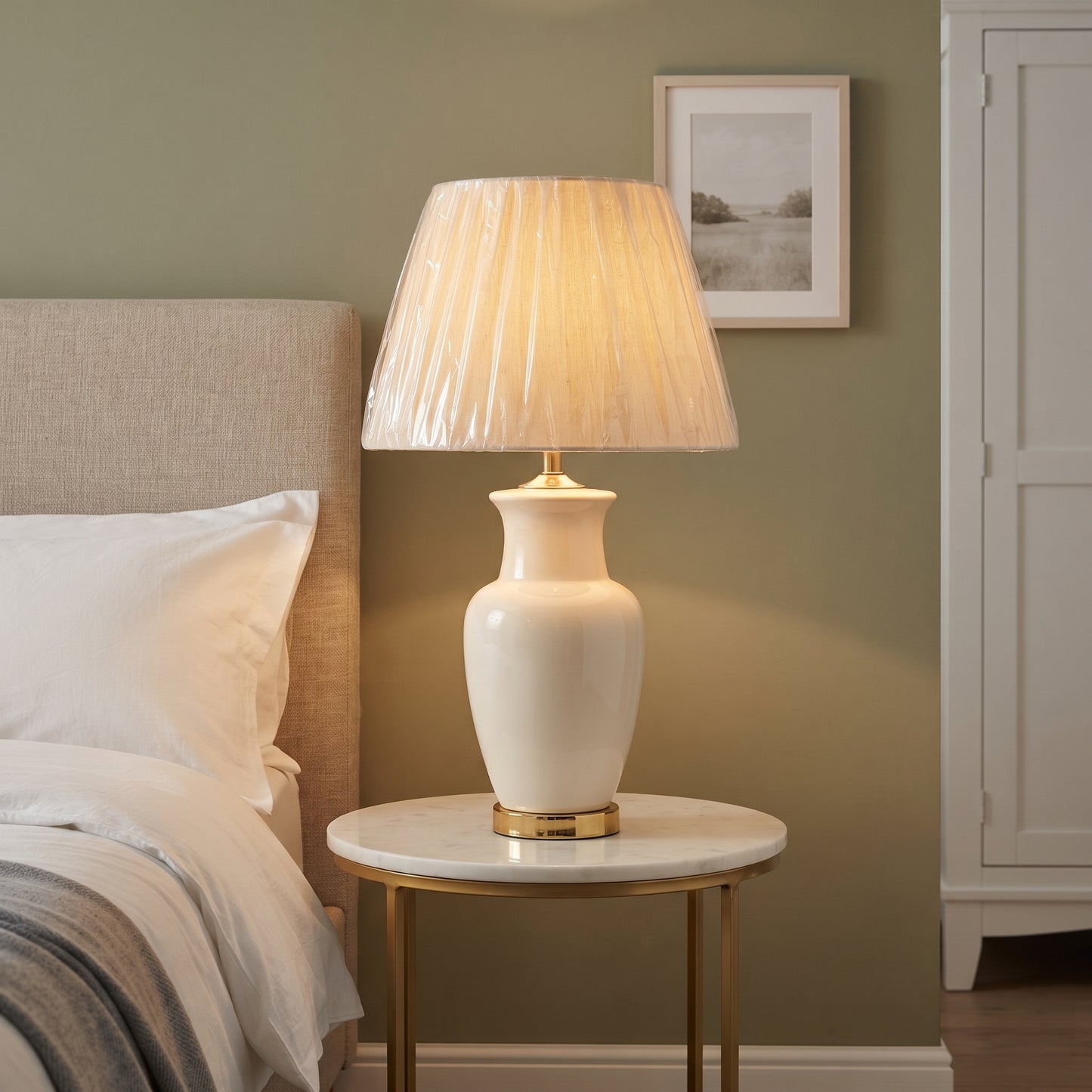 Ivory Elegance™ – White Porcelain Lamp Pair (23 Inch Height)