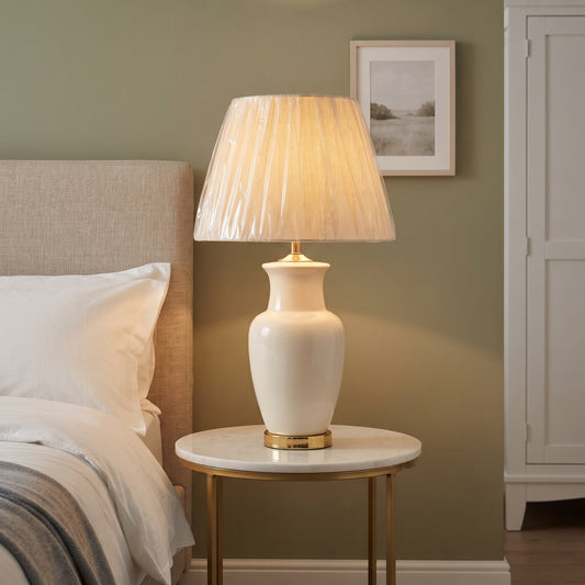 Ivory Elegance™ – White Porcelain Lamp Pair (23 Inch Height)