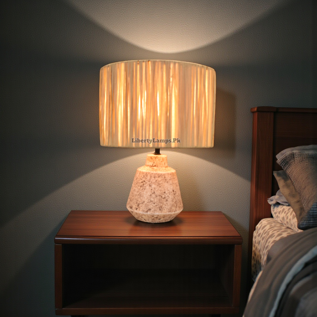 Rustic Terra Cotta Table Lamp W/imported shade (Pair)