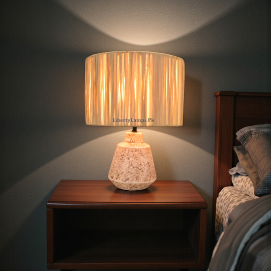 Rustic Terra Cotta Table Lamp W/imported shade (Pair)