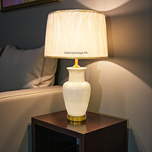 Cream texture Ceramic Table Lamp Pair