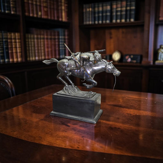Vintage Stallion™ – Antique Copper & Metal Horse with Wooden Base