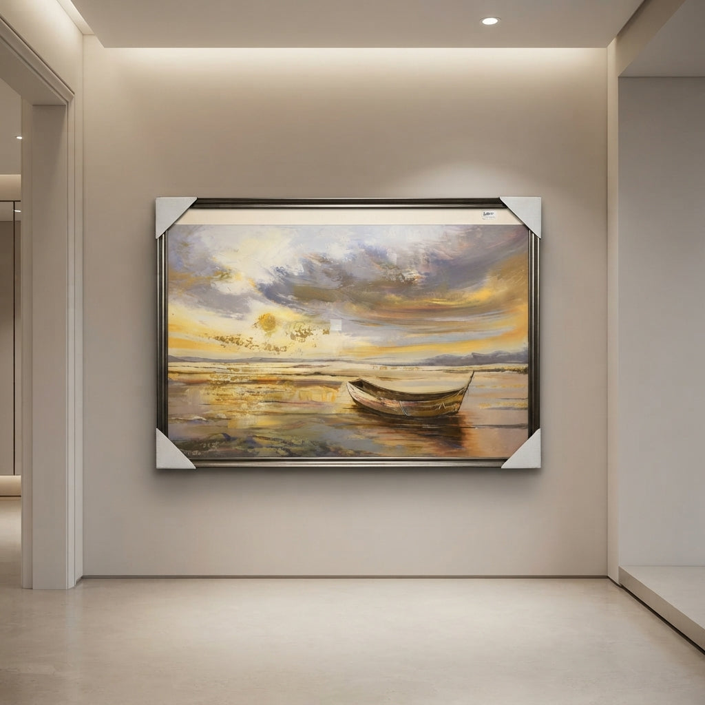 Timeless Boat Handmade Oil Painting on Canvas