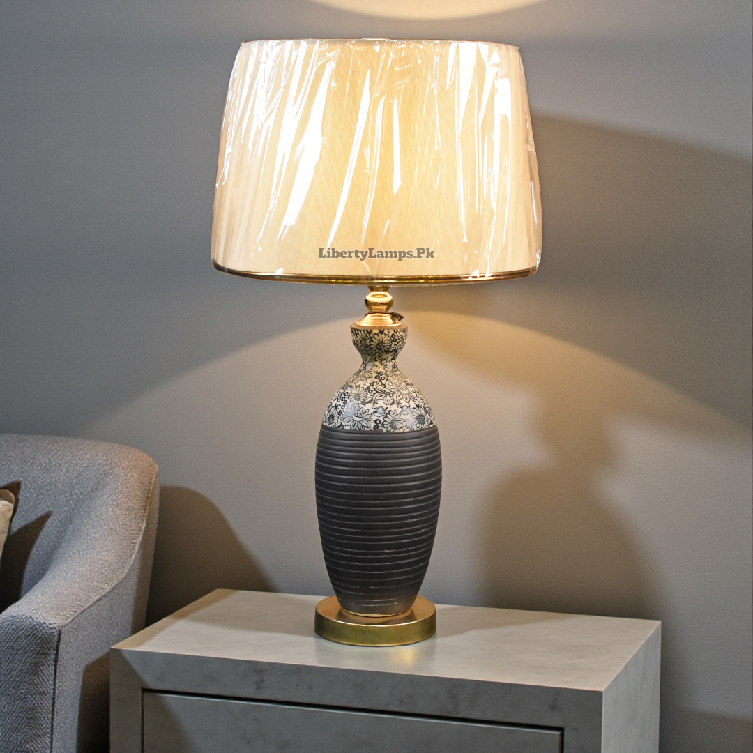 Gray Terracotta Table Lamp Pair