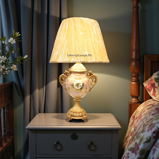 Turkish Beige Gold Table Lamp  – Pair of Lamps