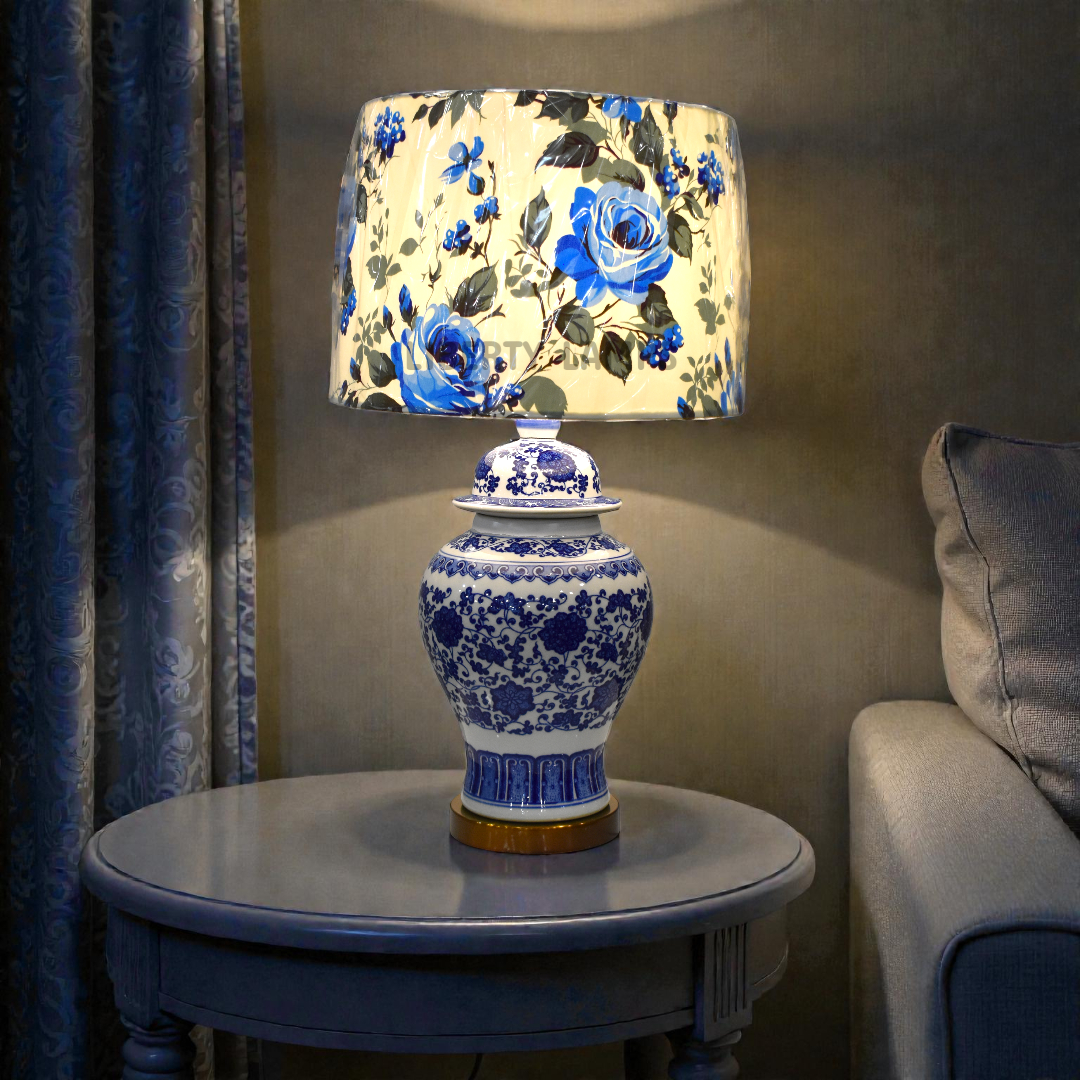 Azure Heritage Blue Pottery Table Lamp (Pair)