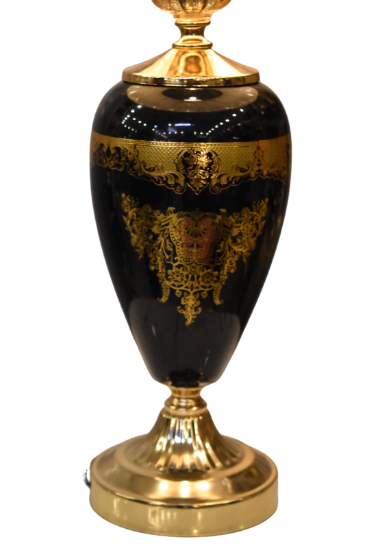 Printed Glass Table Lamps – Pair