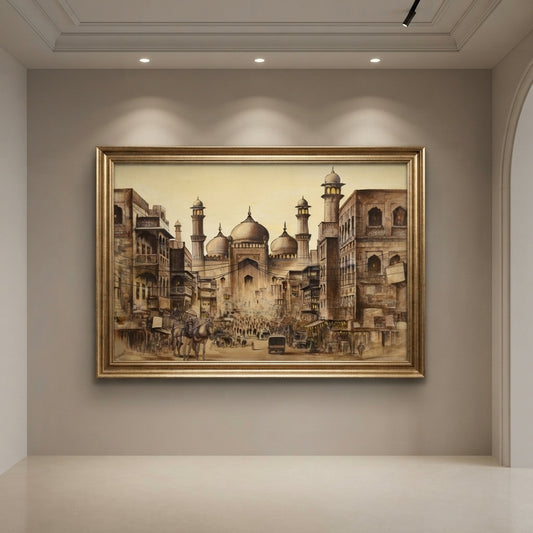 Vintage Old City Hand-Painted Oil Painting on Canvas