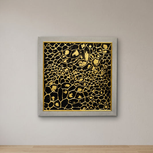 Golden Eclipse™ – Abstract Gold Leaf Handmade Painting on Canvas