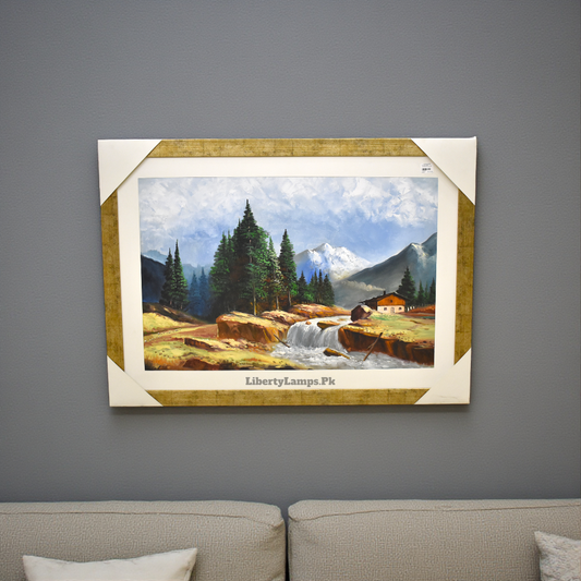 Serene Valley Landscape Oil Painting (Single)