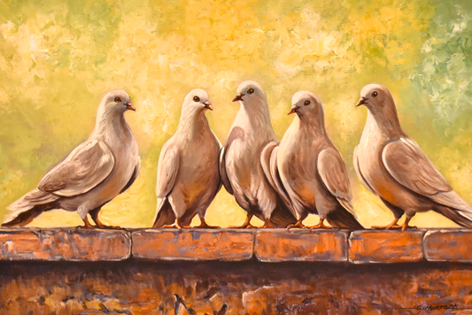 Grace in Flight – Pigeon Handmade Oil Painting on Canvas