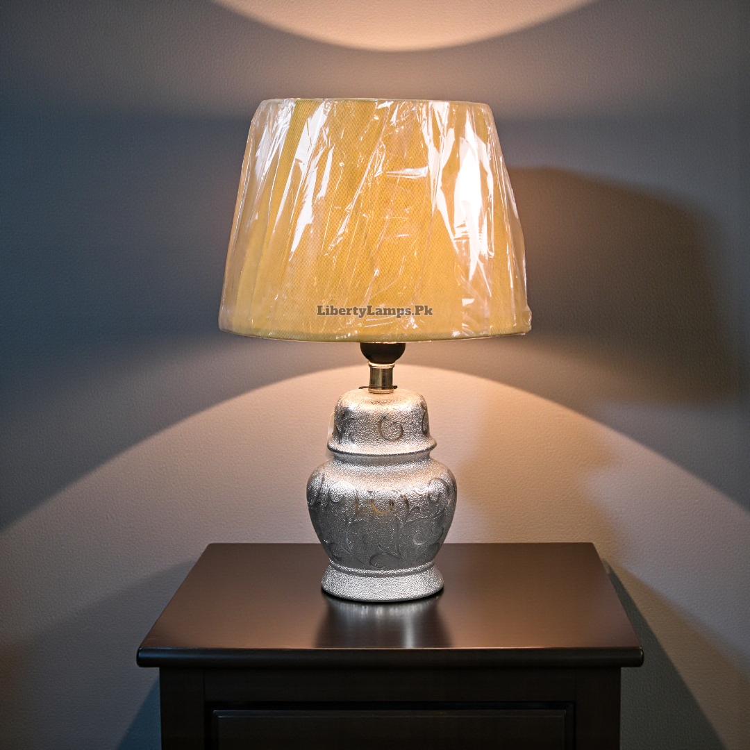 Silver Porcelain Table Lamp Pair