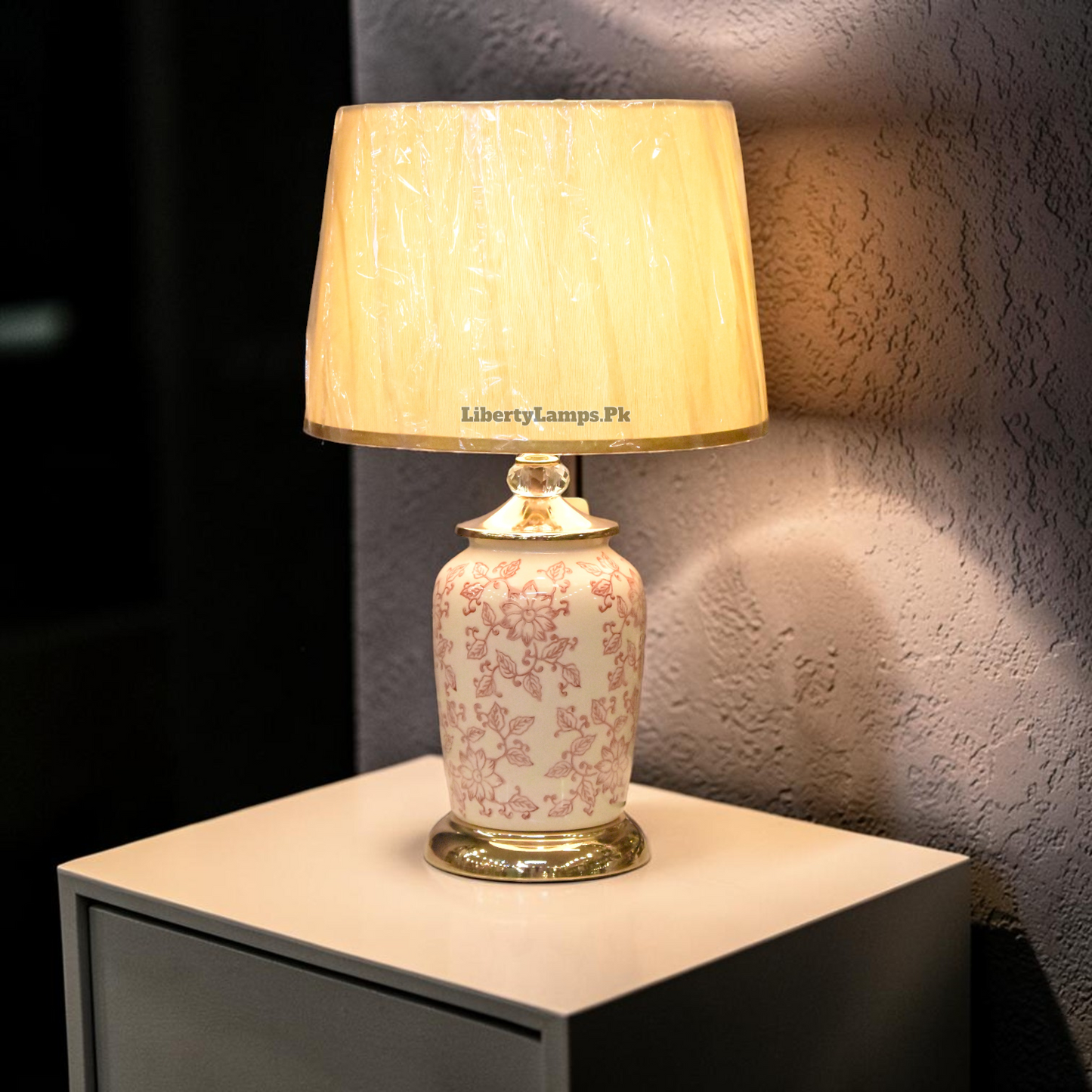 Blush Blossom™ – Pink Flower Porcelain Lamp Pair