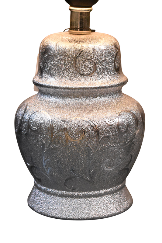 Silver Porcelain Table Lamp Pair