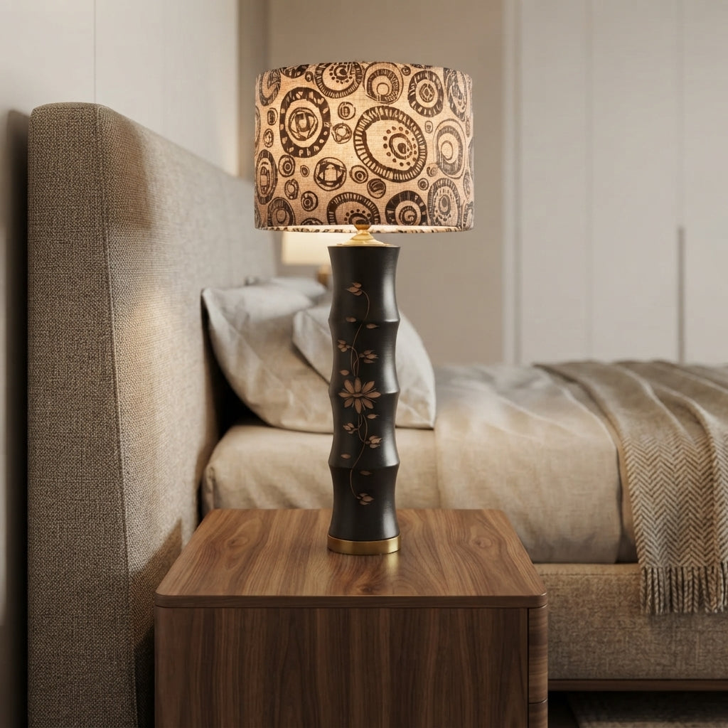 Thailand Wood Elegance™ – Pair Handmade Wooden Lamps