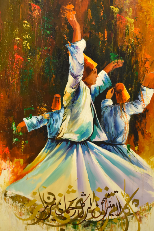 Divine Whispers – Sufi Handmade Oil Painting on Canvas