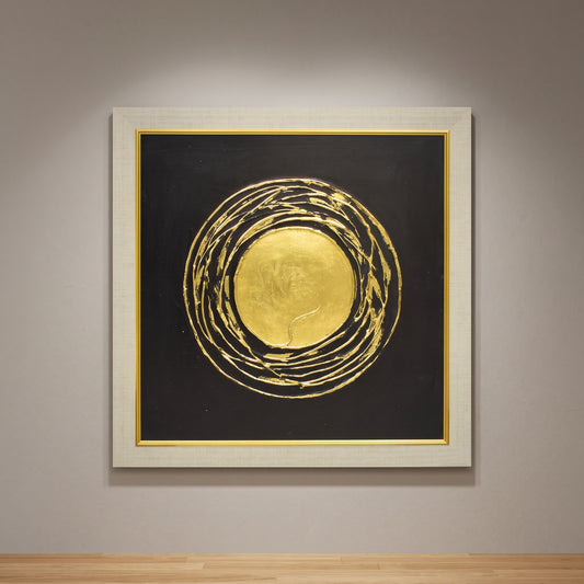 Golden Symphony™ – Abstract Gold Leaf Handmade Painting on Canvas