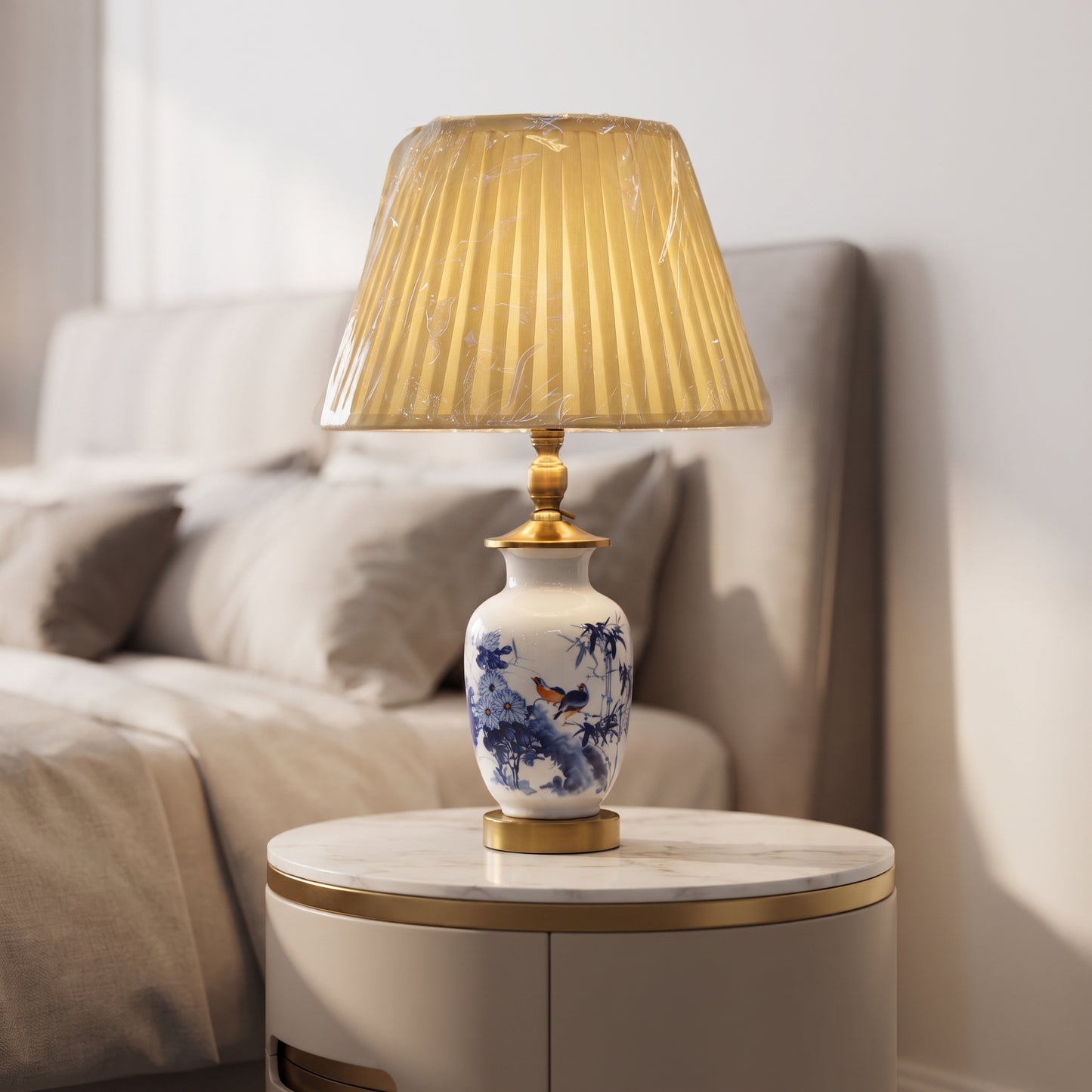 Azure Elegance™ – Blue Pottery Lamp Pair