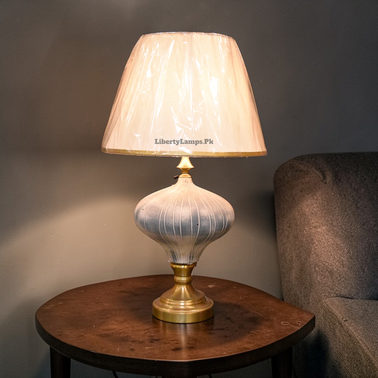 StoneCraft Glow™ – Gray Terracotta Lamp Pair