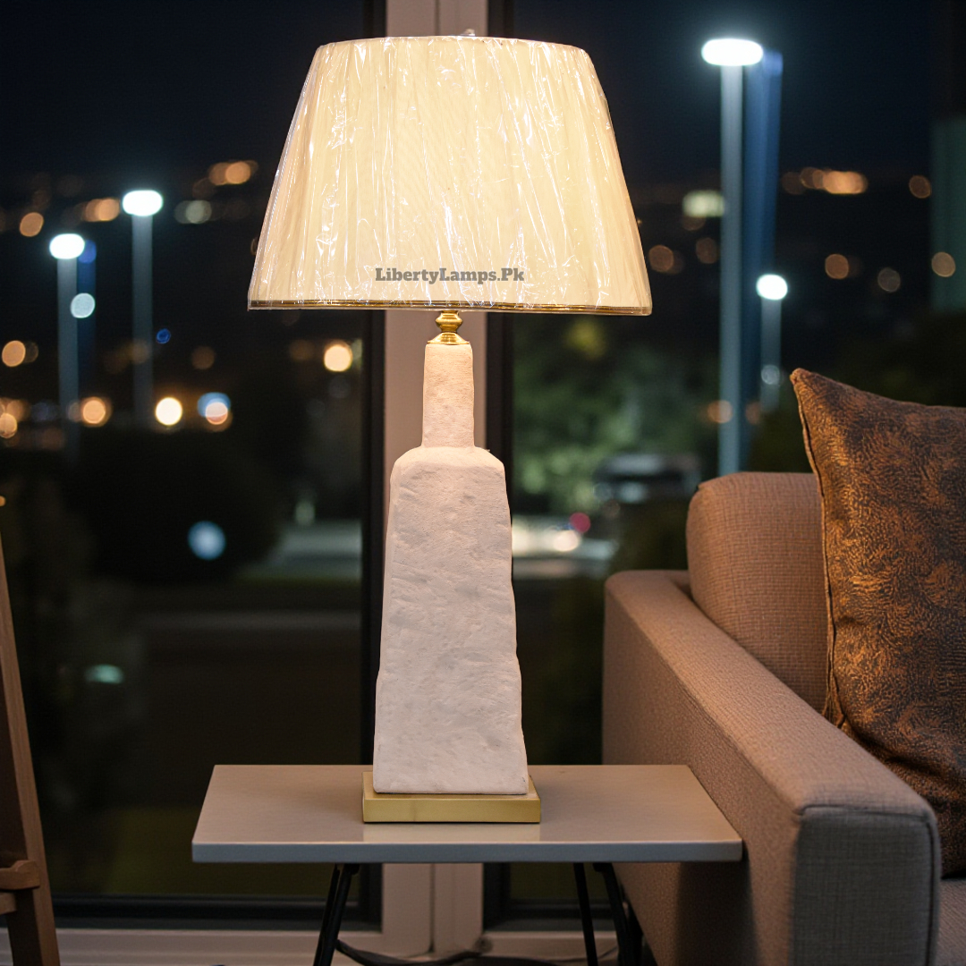 White Terracotta Table Lamp – Tall Rustic Elegance