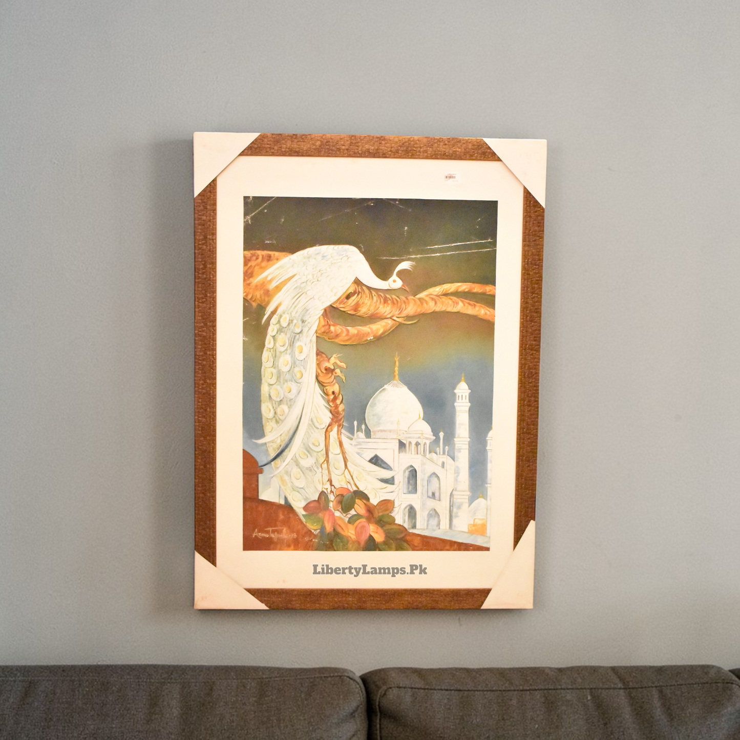 Royal Splendor™ – Peacock in Front of Taj Mahal Oil Painting on Canvas