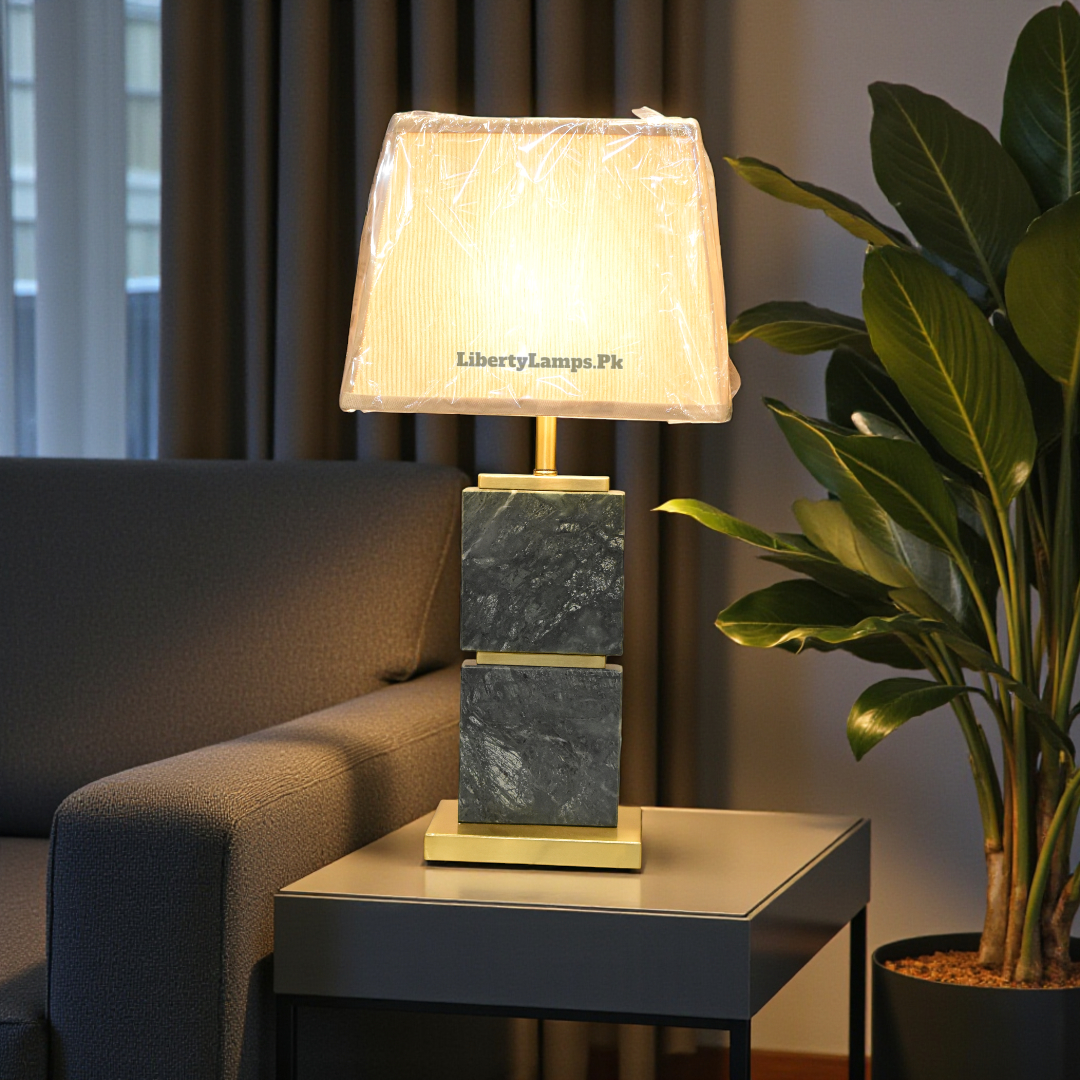 Green Marble Table Lamp – Luxury Natural Stone Accent