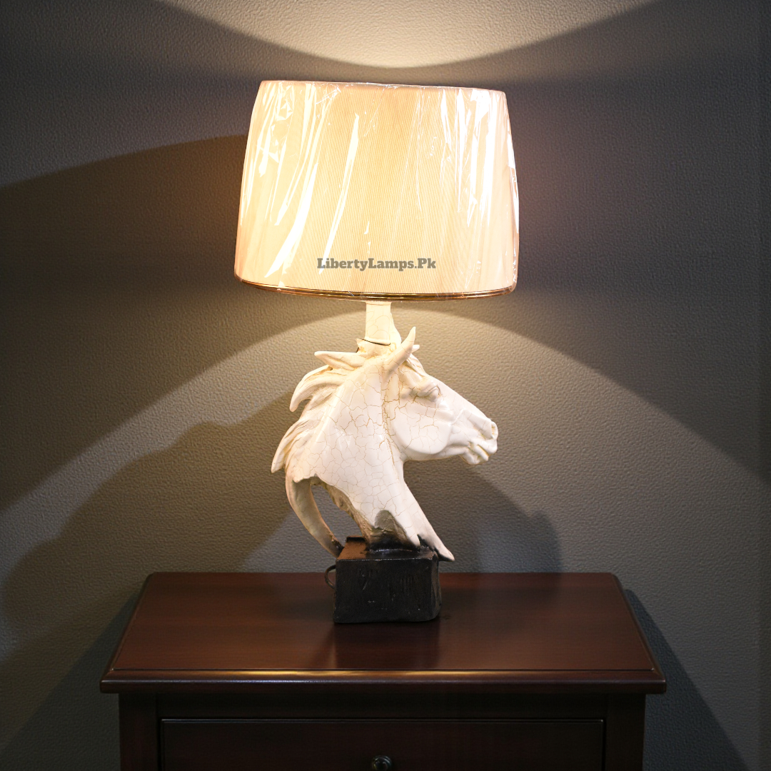 Off  White Horse Table Lamp – 23 Inch  ( Pair )