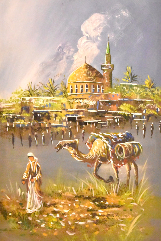 Desert Passage™ – Man with Camel Landscape Oil Painting on Canvas