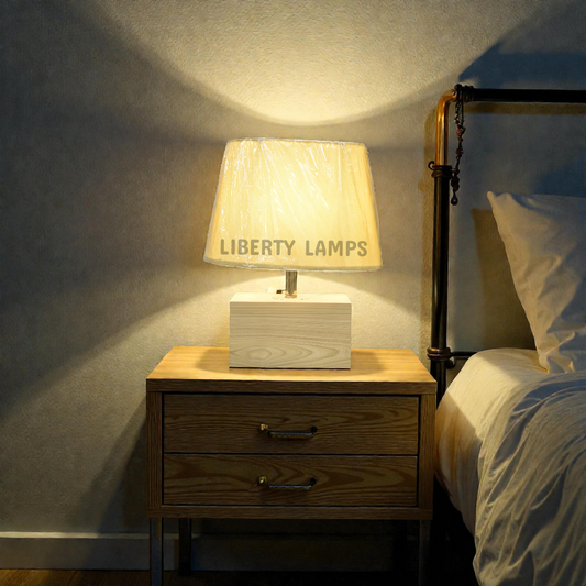 Timber Elegance Wooden Table Lamp (Pair)