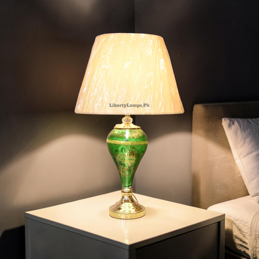 Emerald Bloom™ – Printed Glass Lamp Pair