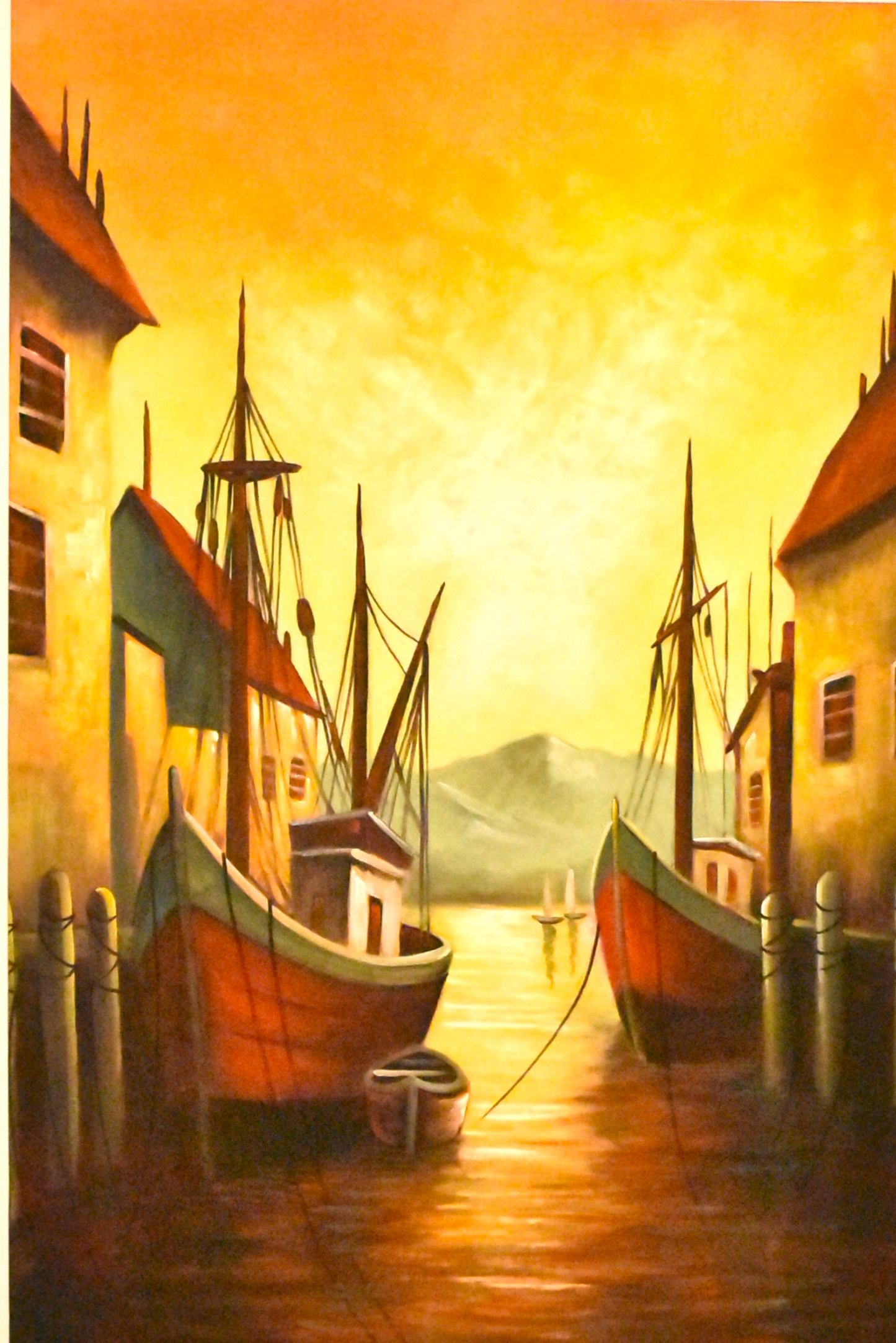 Sailing Serenity™ – Boat Handmade Oil Painting on Canvas