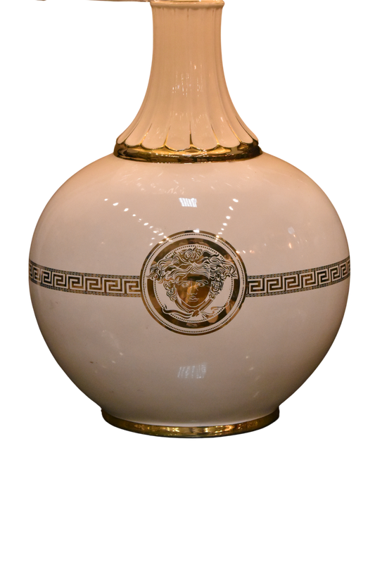 Regal Ivory™ – White Versace-Inspired Oval Porcelain Lamp Pair (Large)
