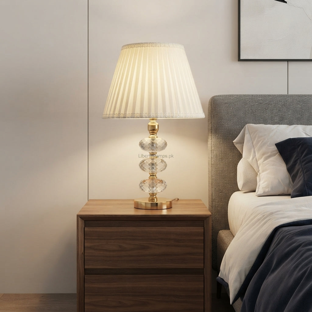 Crystal Trio – Elegant Ball Table Lamp Pair