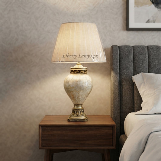 Pearl Radiance – Elegant Mother Pearl Table Lamp Pair