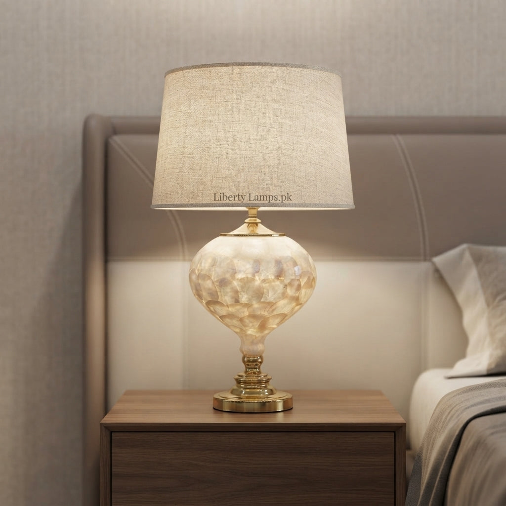 Pearl Majesty – Premium Mother of Pearl Double Light Table Lamp Pair