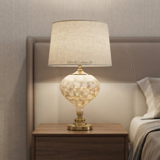 Pearl Majesty – Premium Mother of Pearl Double Light Table Lamp Pair