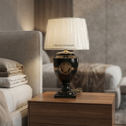 Black Versachi – Elegant Black Table Lamp Pair
