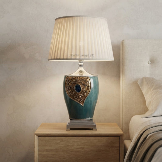 Turquoise Elegance – Distinctive Turquoise Table Lamp Pair