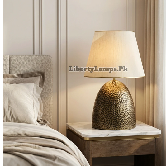Metal Artisan – Hand-Beaten Metal Table Lamp Pair